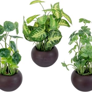 Modern Trio of Artificial Assorted Green Leaf Plants