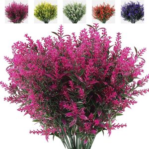 8 Bundles Artificial Flowers Fake Outdoor